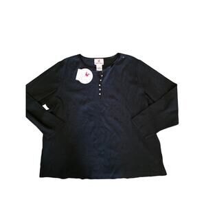 Quacker Factory Thermal Long Sleeve Top 3x Womens Plus Size Black NWT